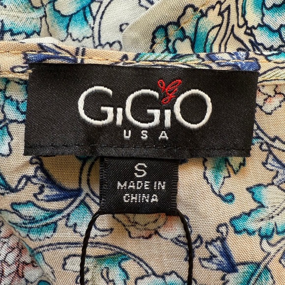 Gigio Kimono Small Jacket Open Front Boho Ruffle Bell Long Sleeve Floral Rayon - Picture 9 of 16